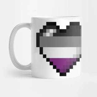 Large Pixel Heart Design in Asexual Pride Flag Colors Mug